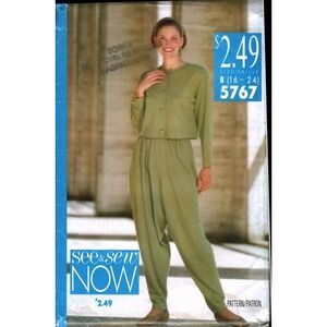 Butterick See & Sew Now 5767 Vintage 1991 Jacket Pants Sewing Pattern Size 16-24